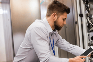 Man using tablet for live support