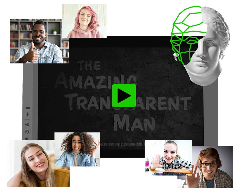Movie playing with participants around