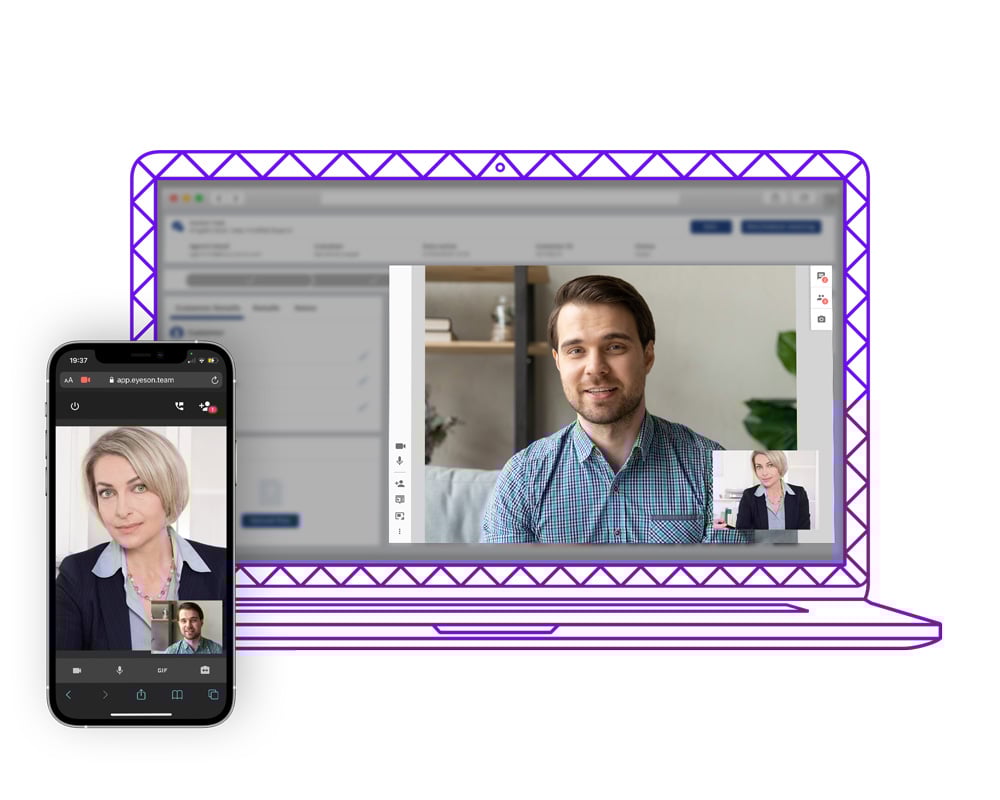 laptop and phone showing integrated live recruiting session