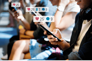 People watching live stream on mobile phone